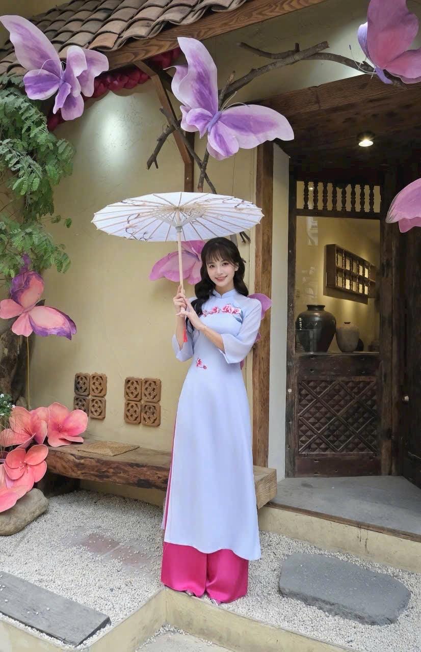 DaLan Vietnamese ao dai purple, pants included