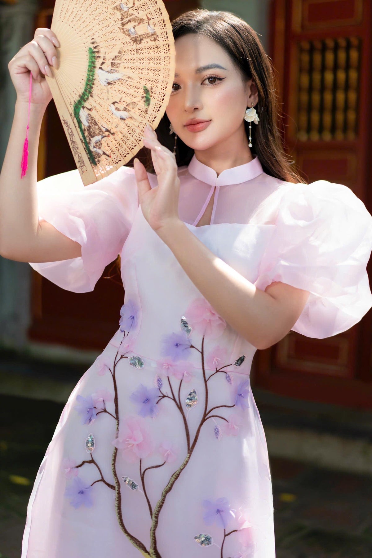 Vietnamese ao dai TA aodai light pink, pants included