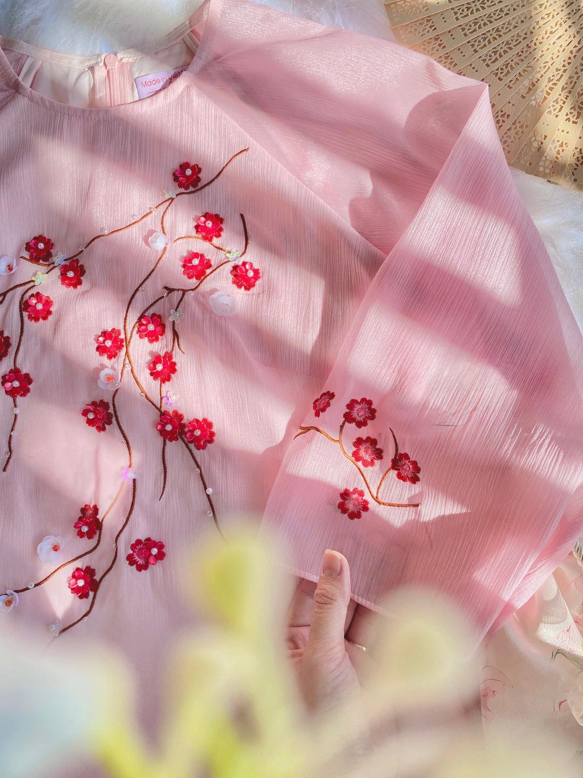 ThucChi Vietnamese pink aodai, pants included