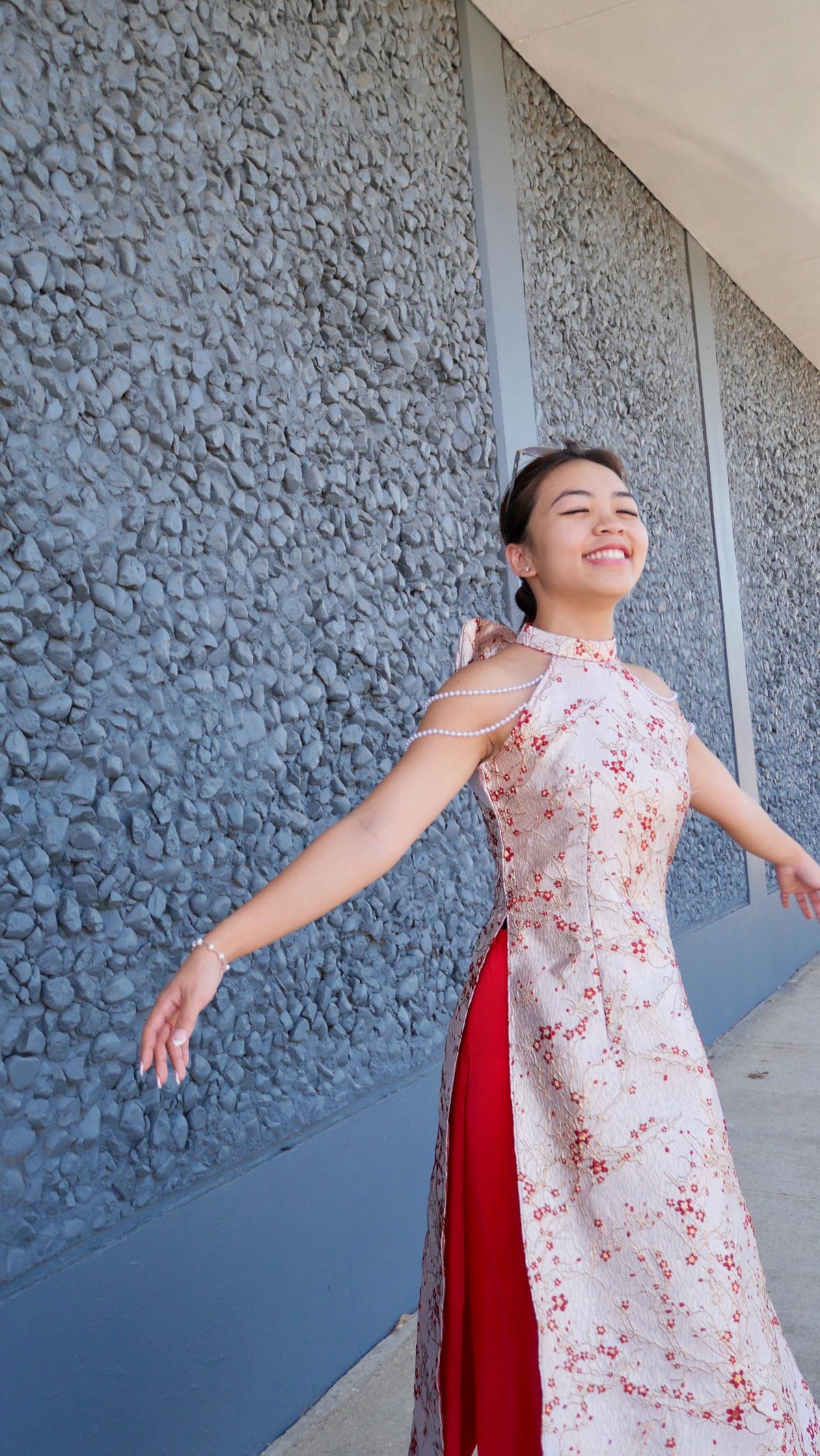 Cherry Vietnamese ao dai Yem, pants included
