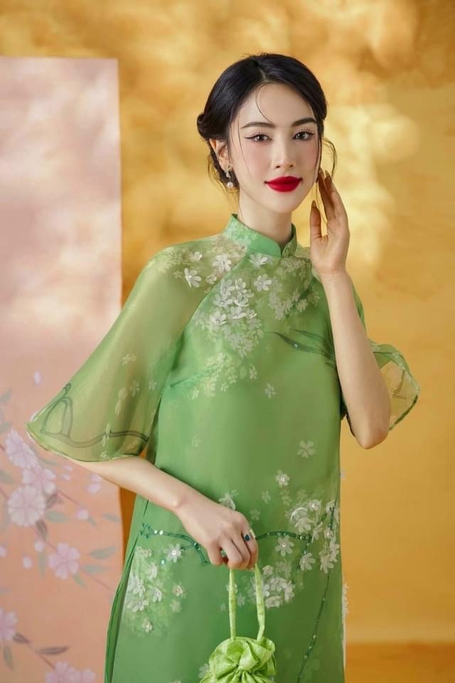 ThanhHuu Vietnamese aodai green, pants included