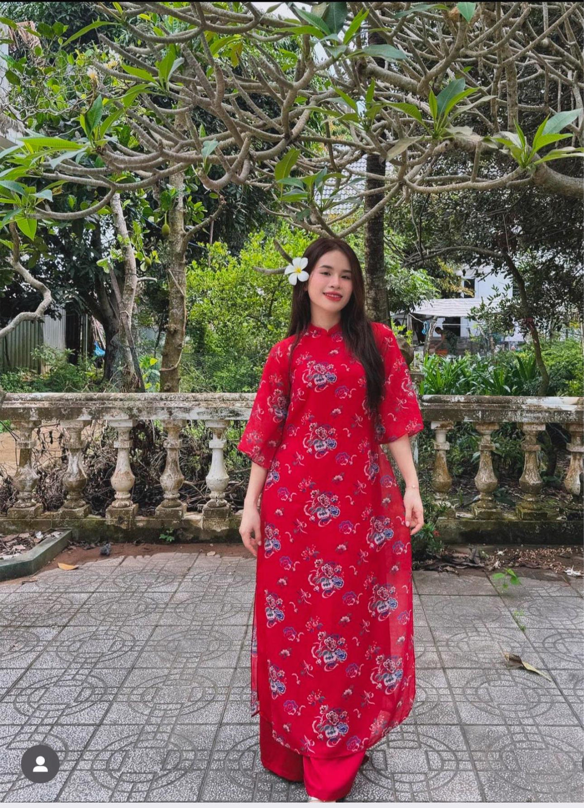 Vietnamese aodai DinDan red, pants included