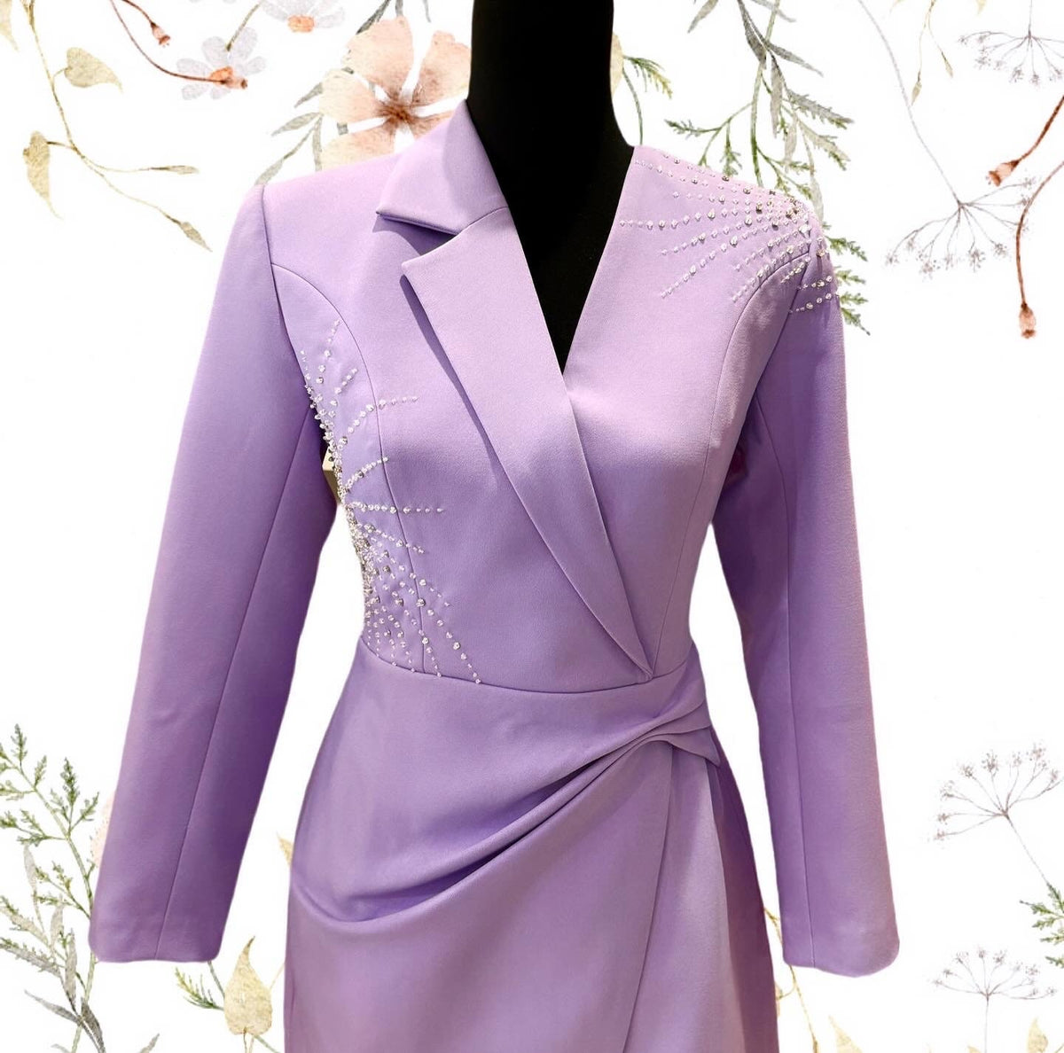 Purple/ivory blazer design dress
