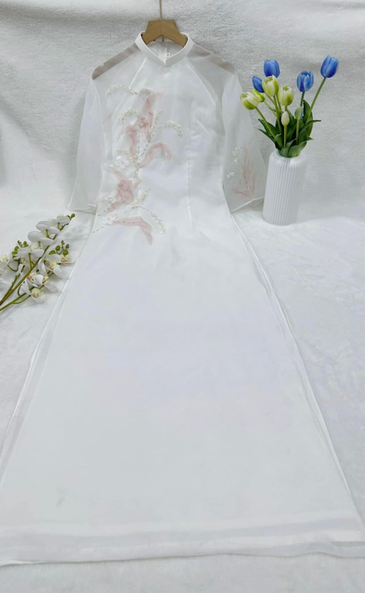 Vietnamese aodai LinhLan White, pants included