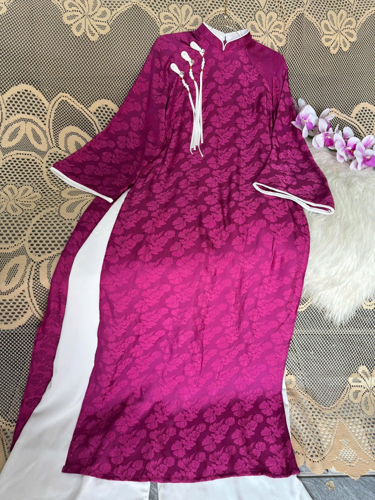 HoaBeo Vietnamese aodai pink/ purple/ mint/ teal/ peach, pants included