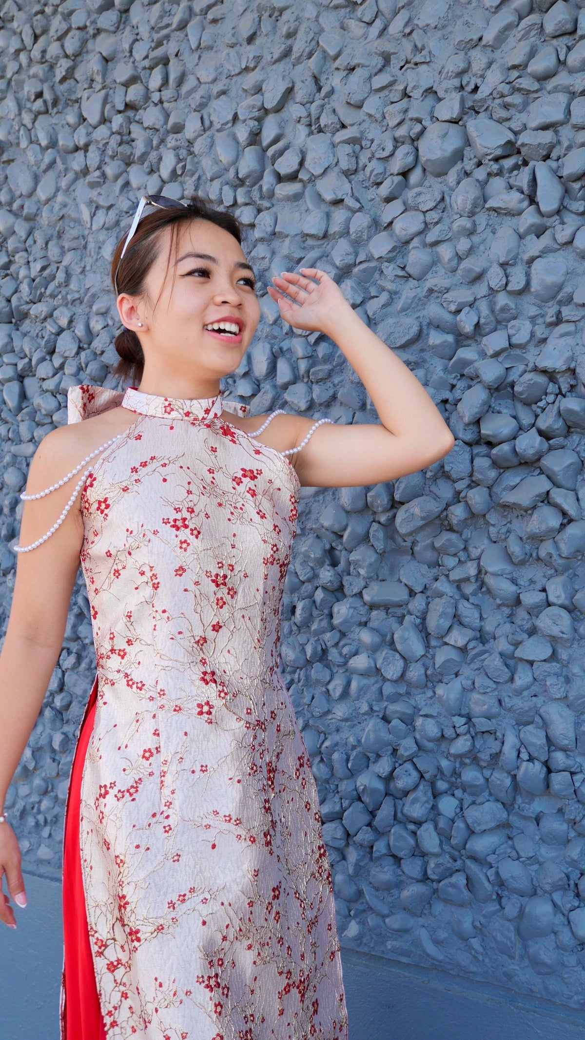 Cherry Vietnamese ao dai Yem, pants included