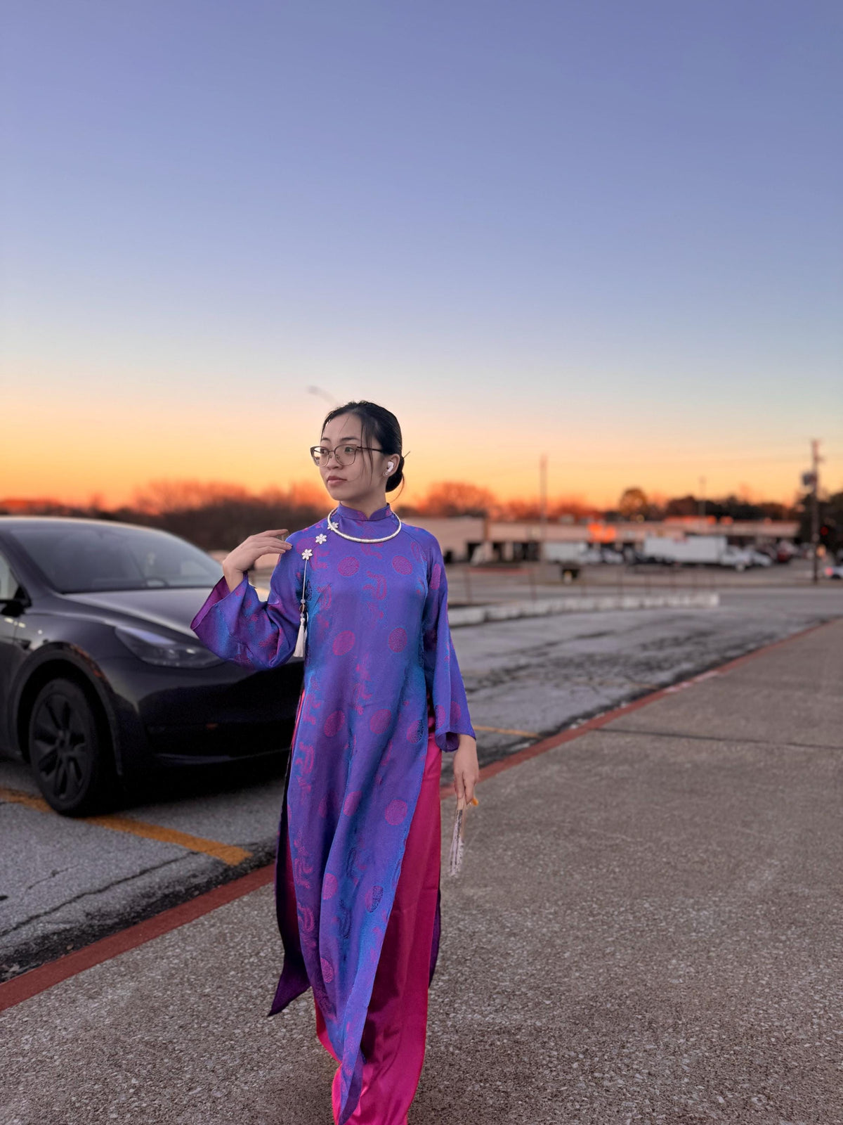 Vietnamese ao dai PhuongTam to tam aodai blue purple pink, pants included