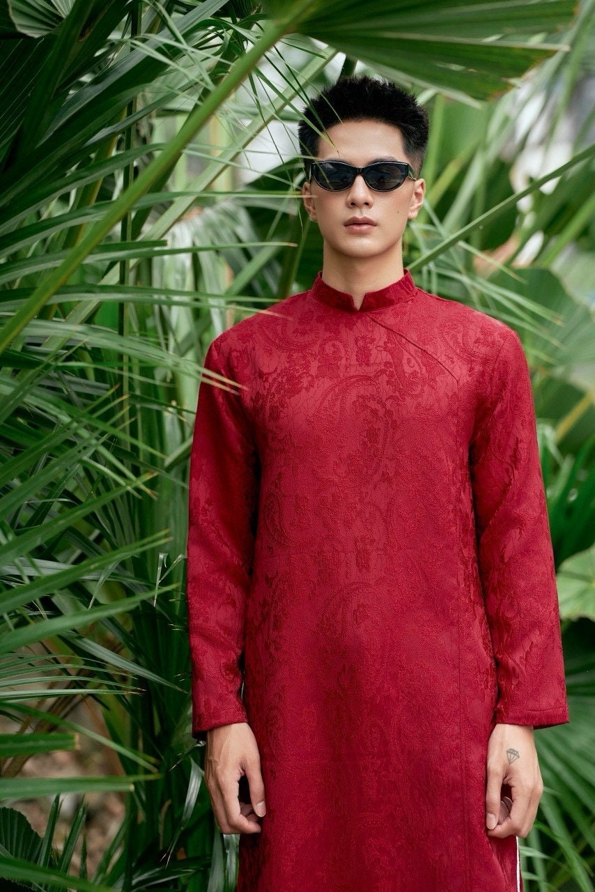 LongCong Men Vietnamese aodai Gam Red or Gray