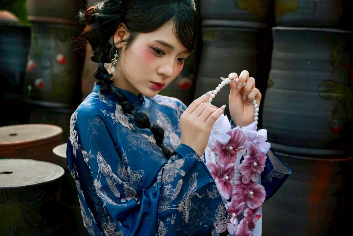 ToNga Vietnamese aodai navy blue, pants included