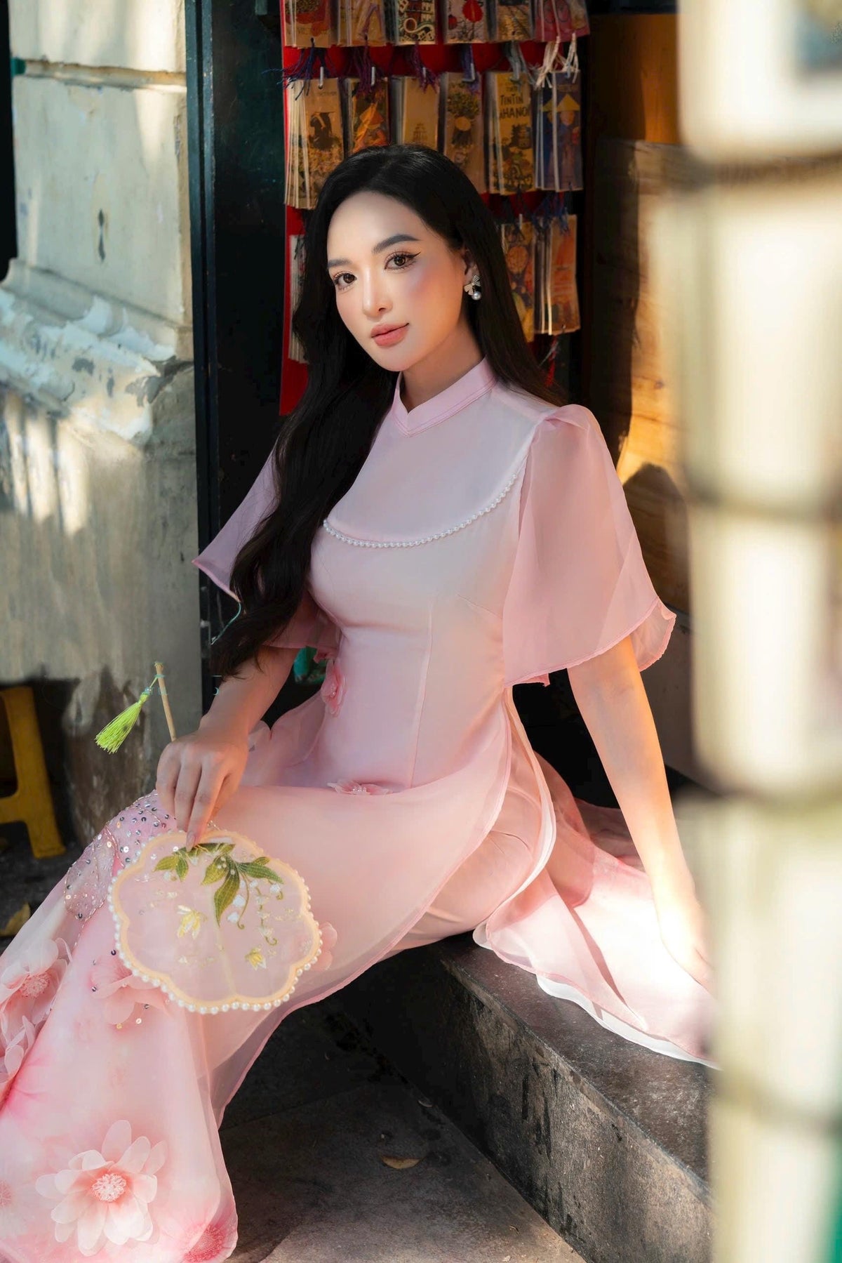 TamAnh Vietnamese aodai light pink, pants included