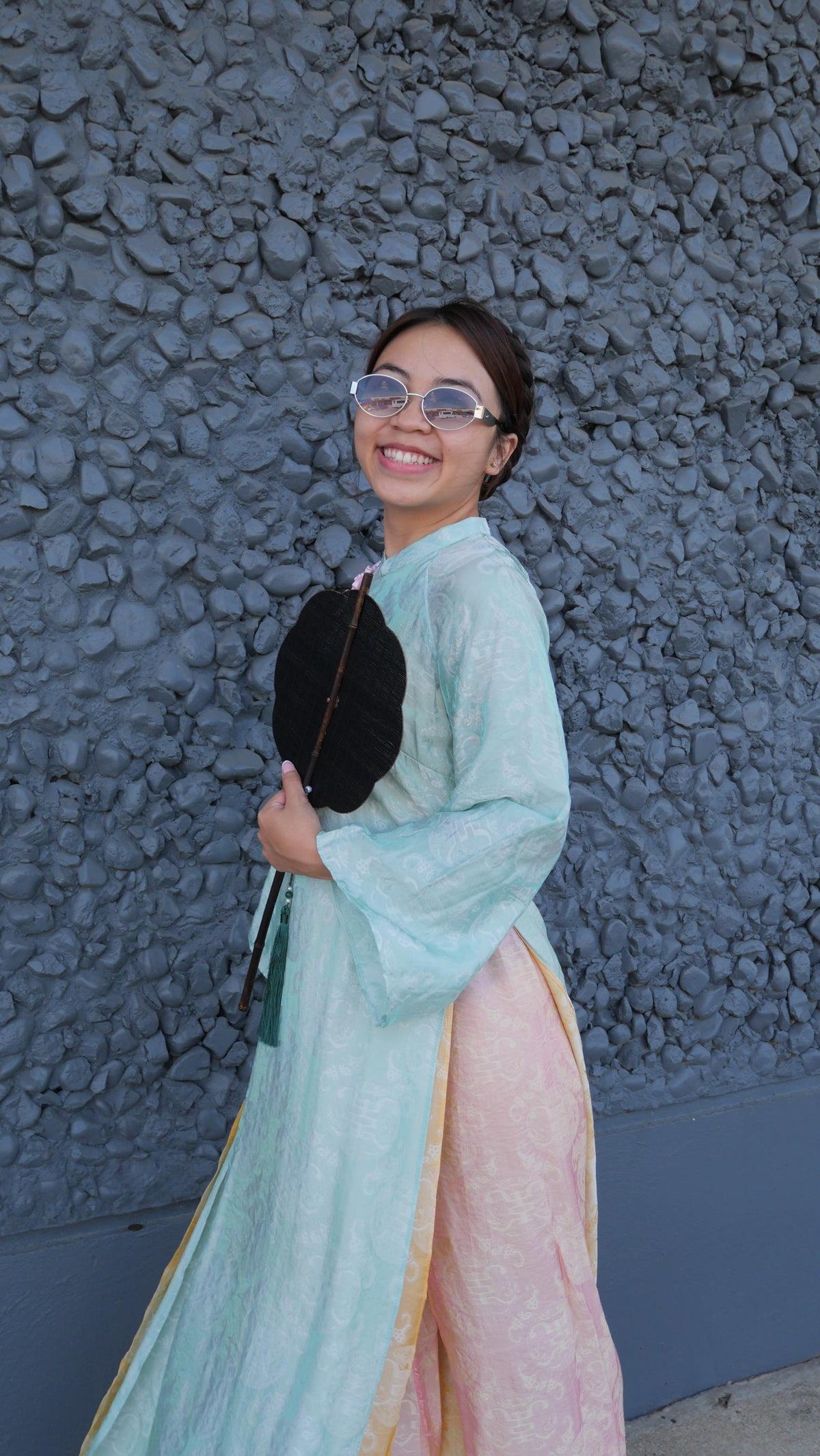 NgocThu Vietnamese aodai minty tencel silk ao dai, pants included