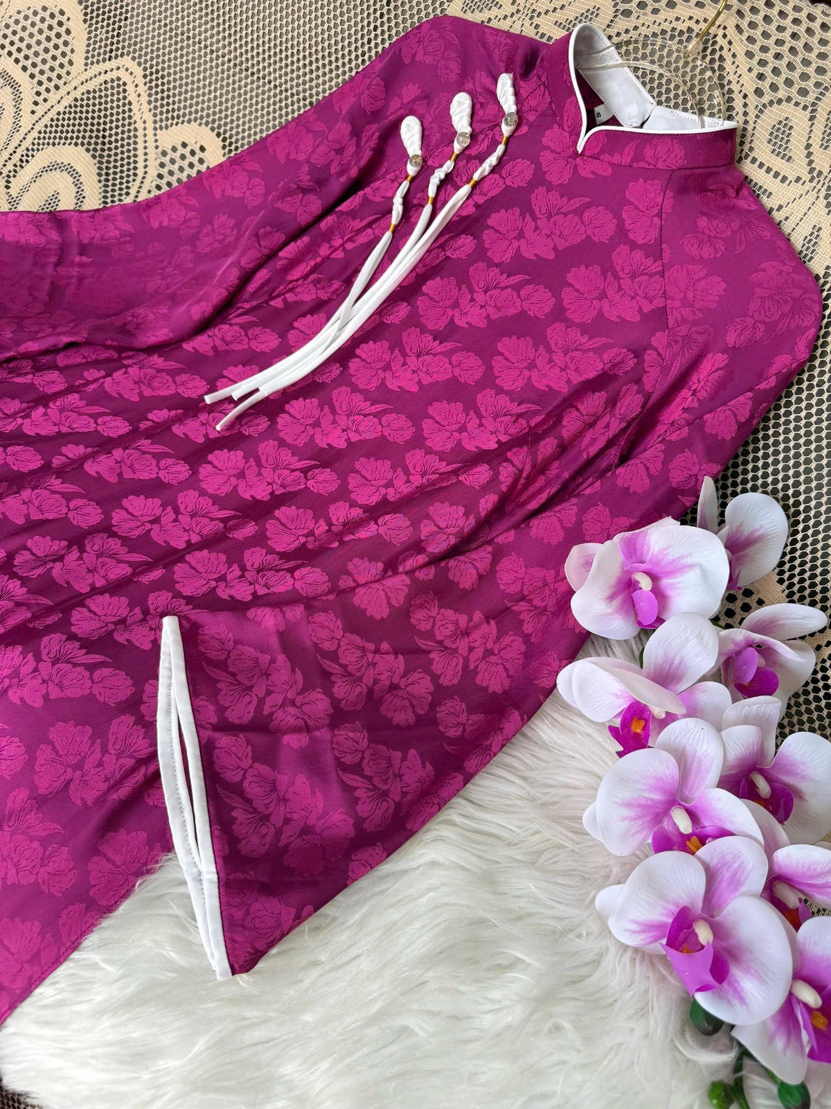 HoaBeo Vietnamese aodai pink/ purple/ mint/ teal/ peach, pants included
