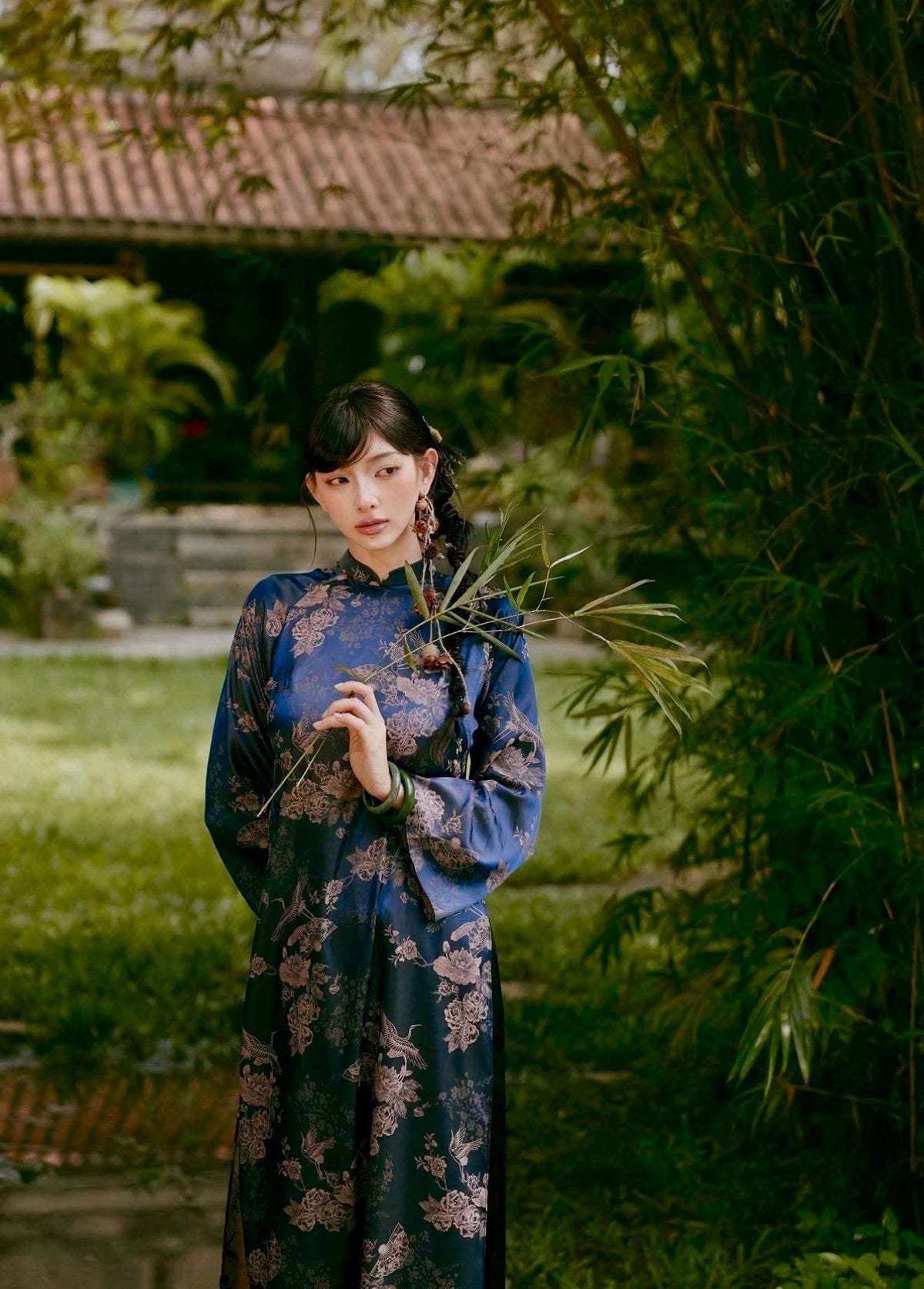 ToNga Vietnamese aodai navy blue, pants included
