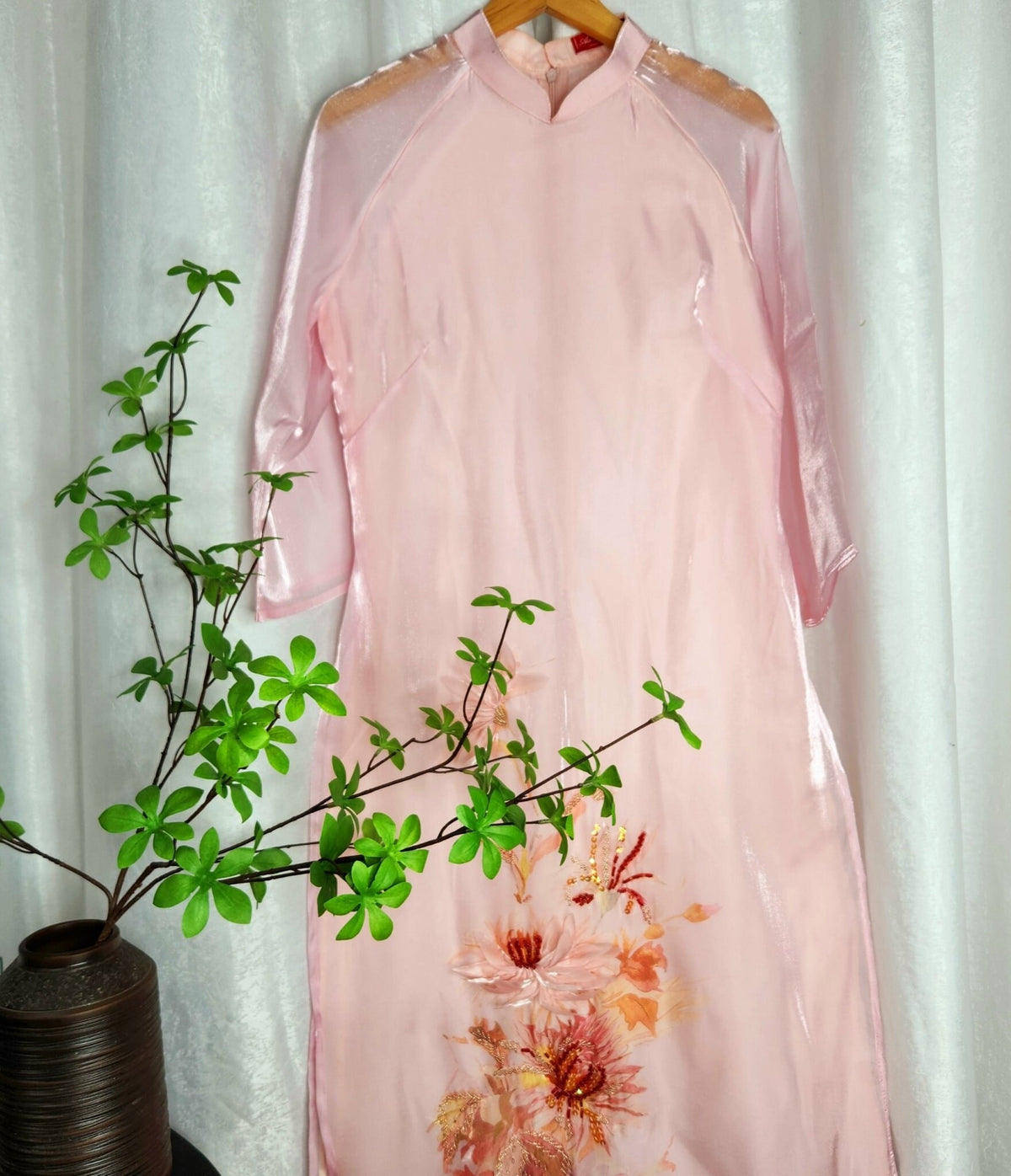 CucVien Vietnamese aodai pink, pants included