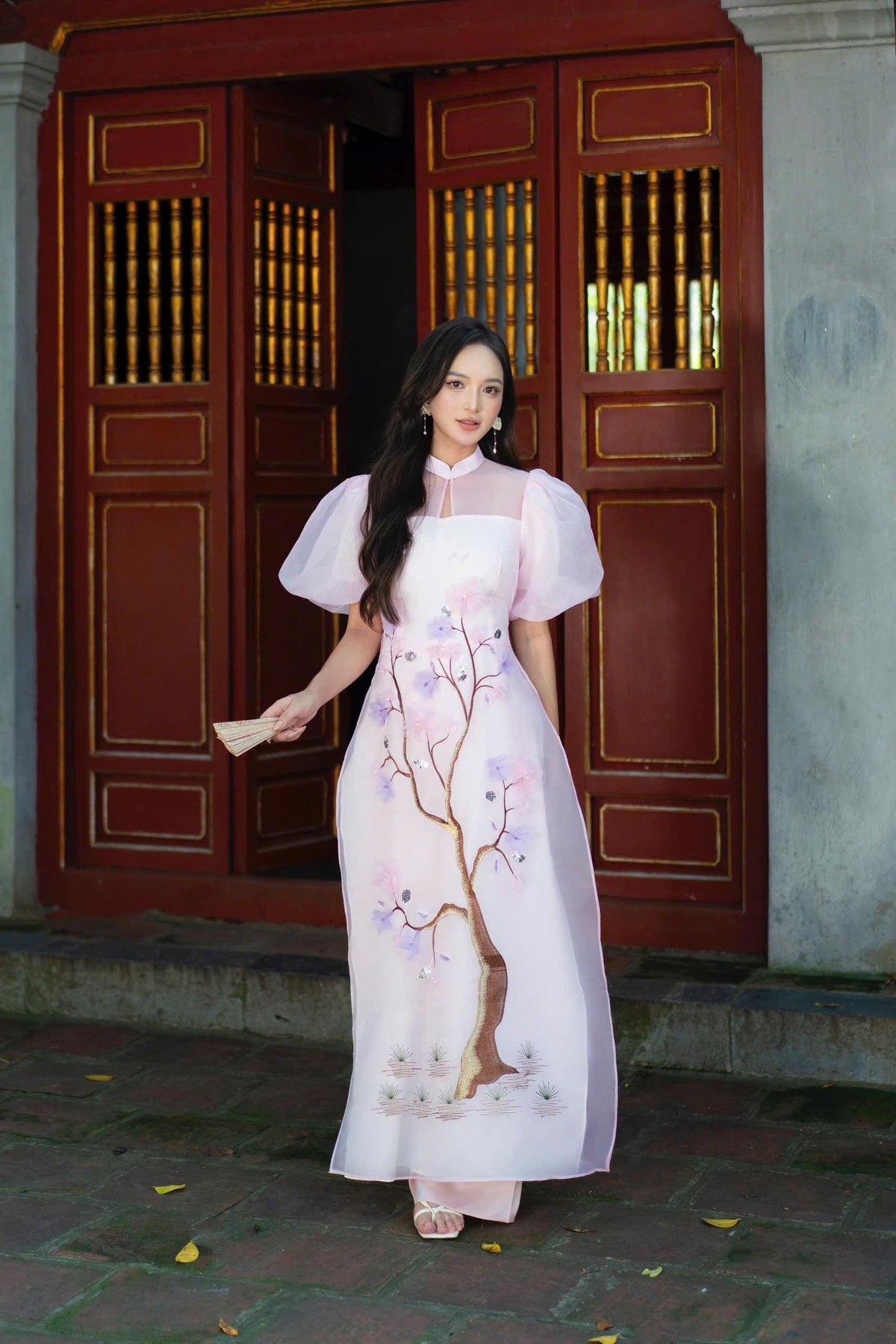 Vietnamese ao dai TA aodai light pink, pants included