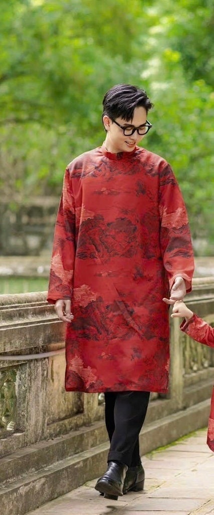 Lyleng Vietnamese aodai for men red