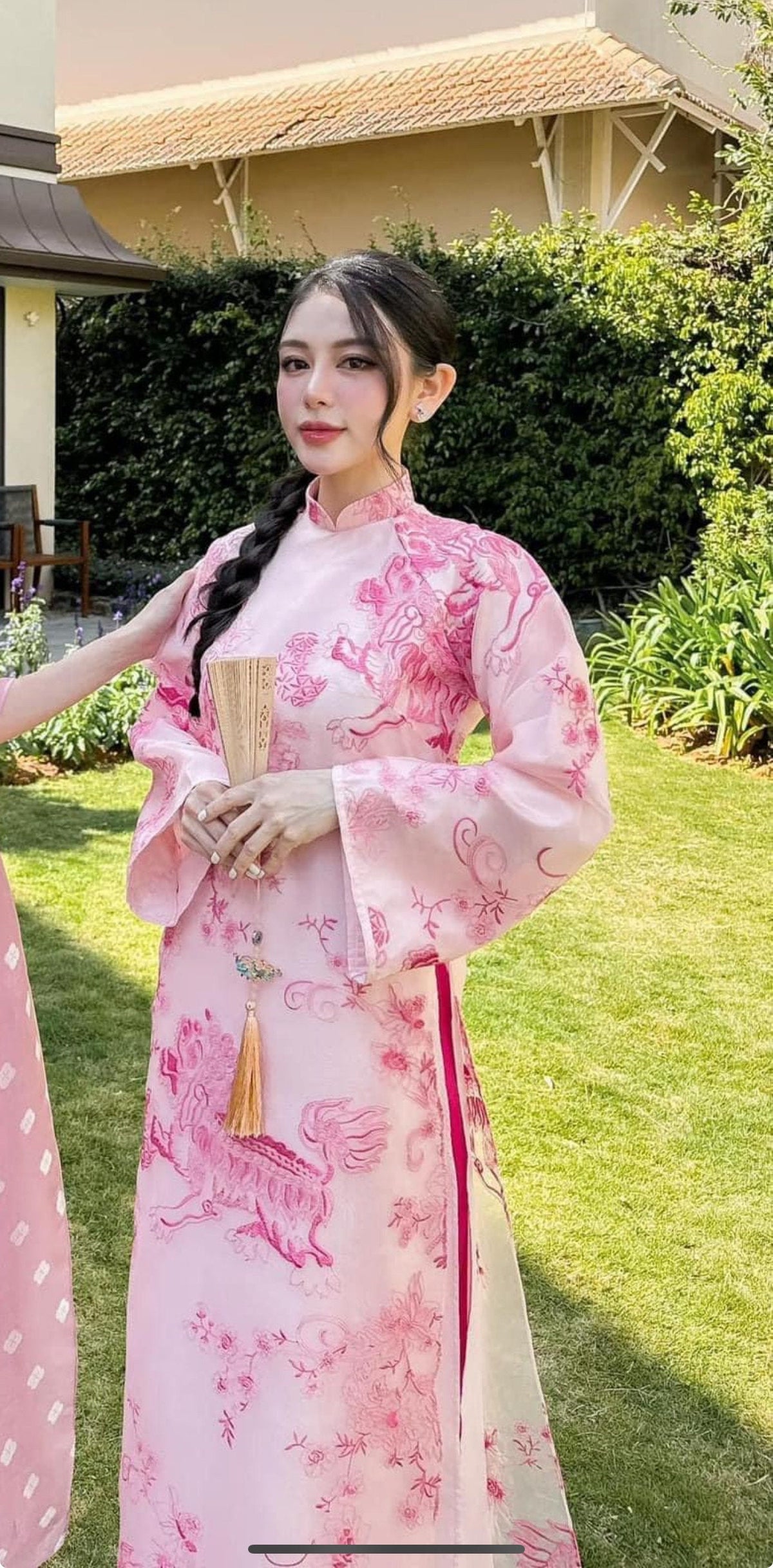 KyLan Vietnamese ao dai pink, pants included