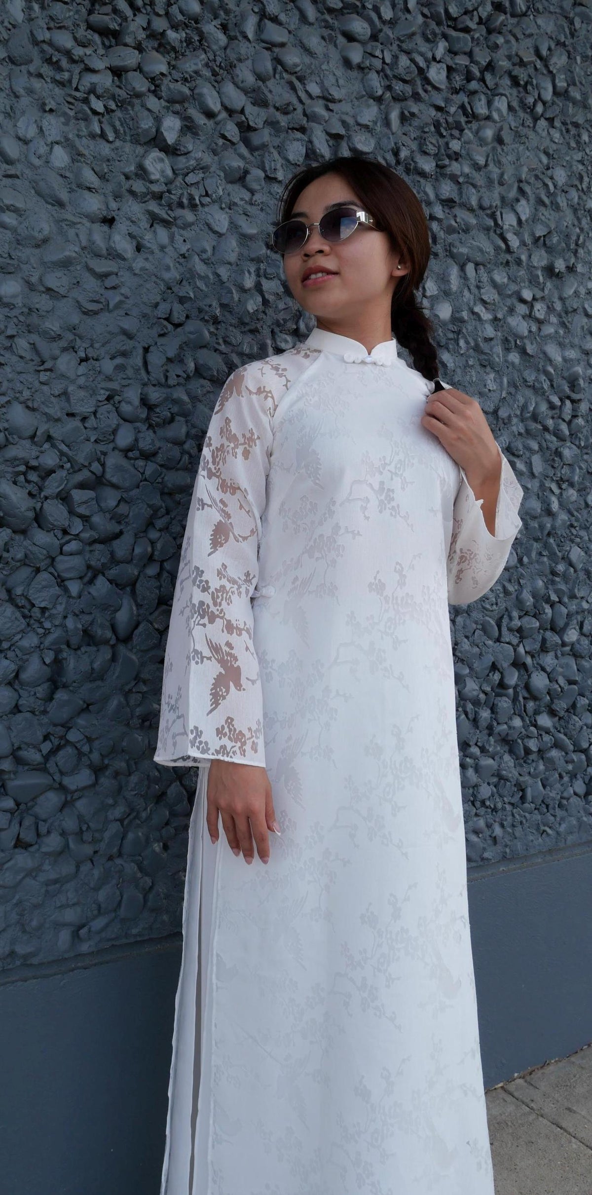 HoaMi Vietnamese aodai white, pants included