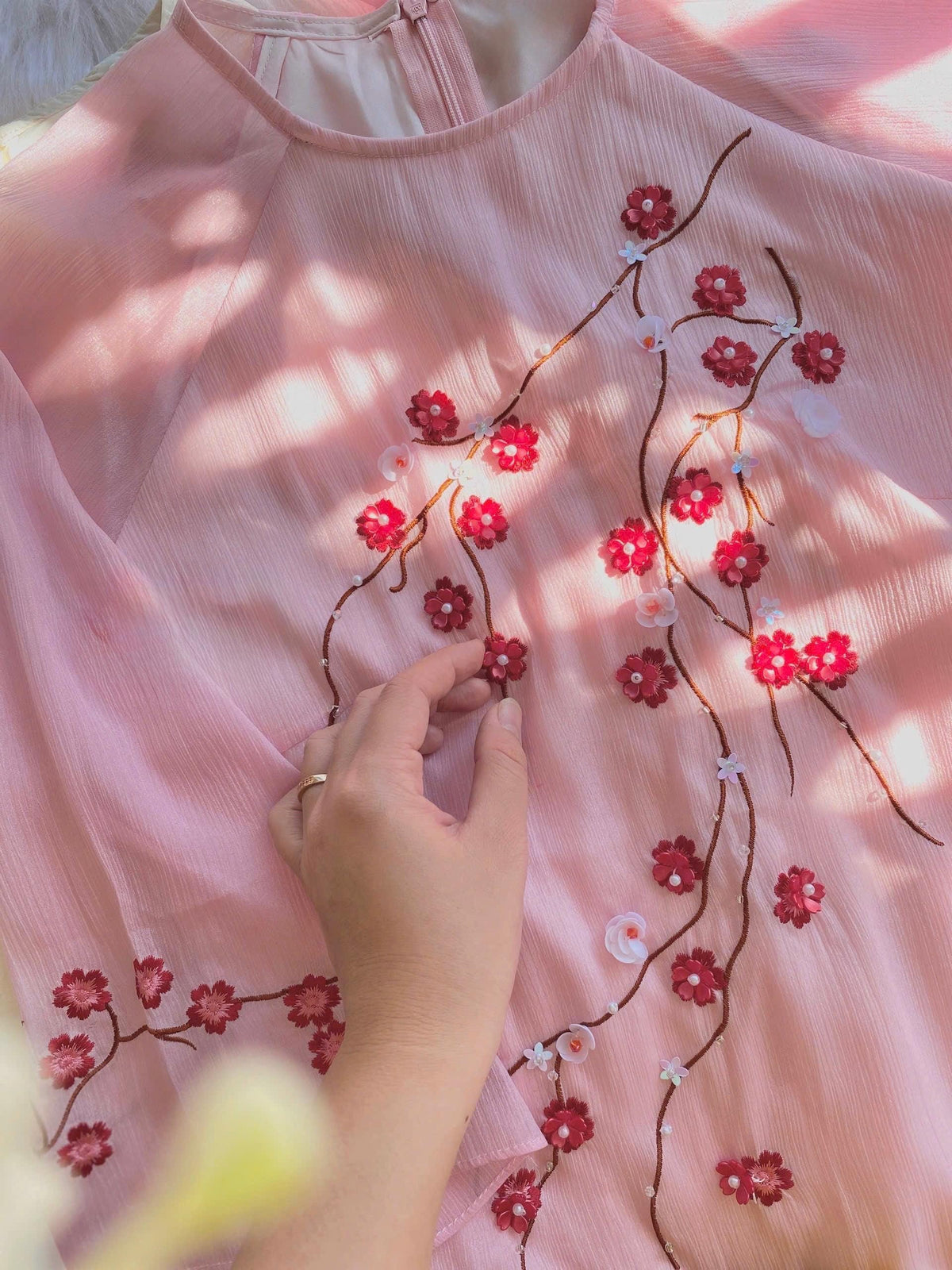 ThucChi Vietnamese pink aodai, pants included