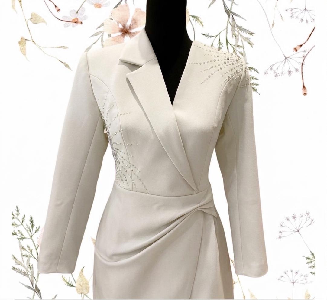 Purple/ivory blazer design dress