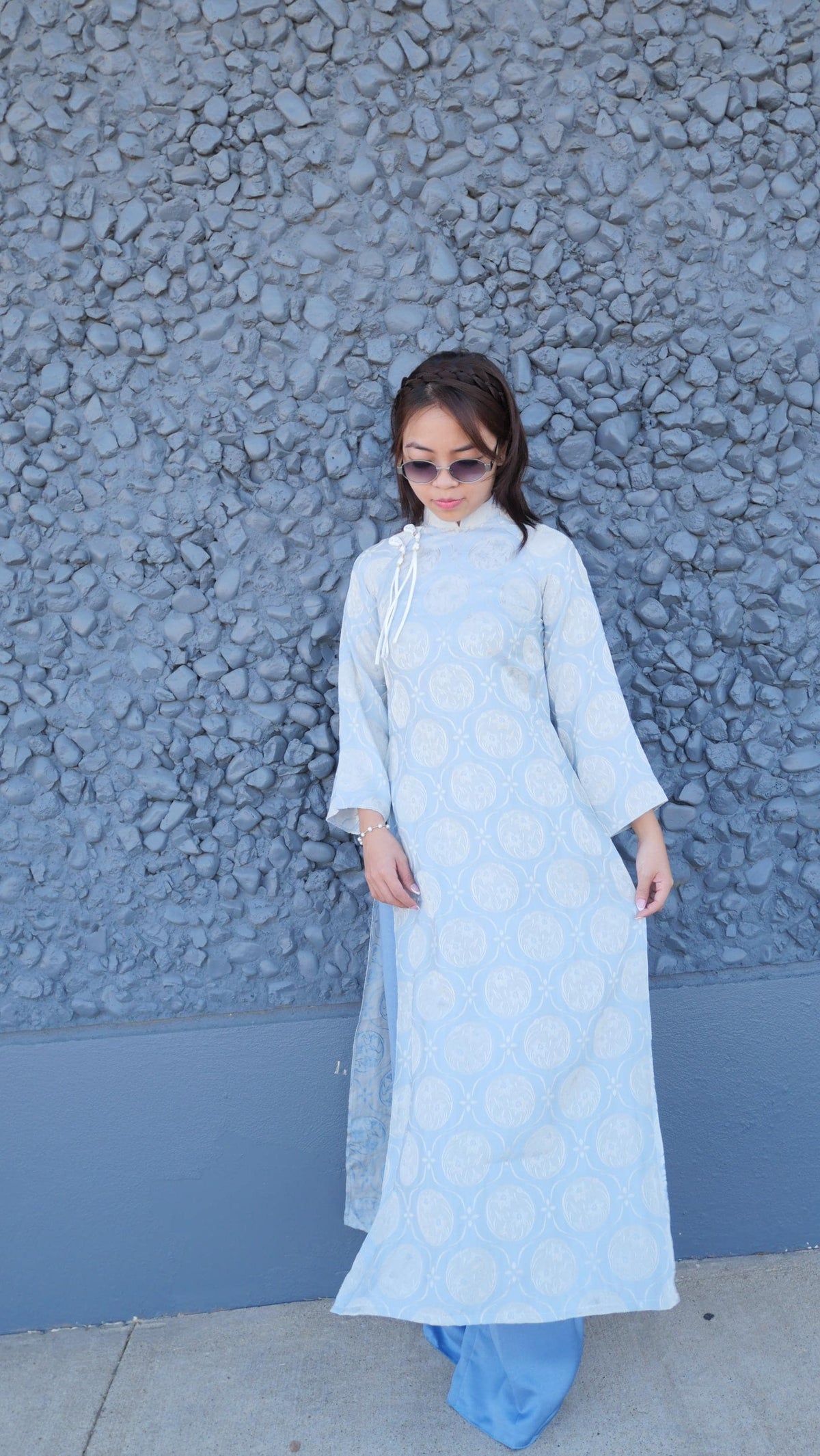 ThuyTien Vietnamese aodai light blue, pants included