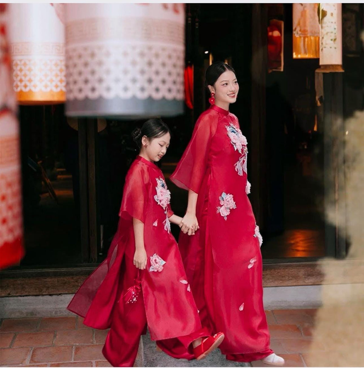 Vietnamese ao dai MT red aodai, pants included