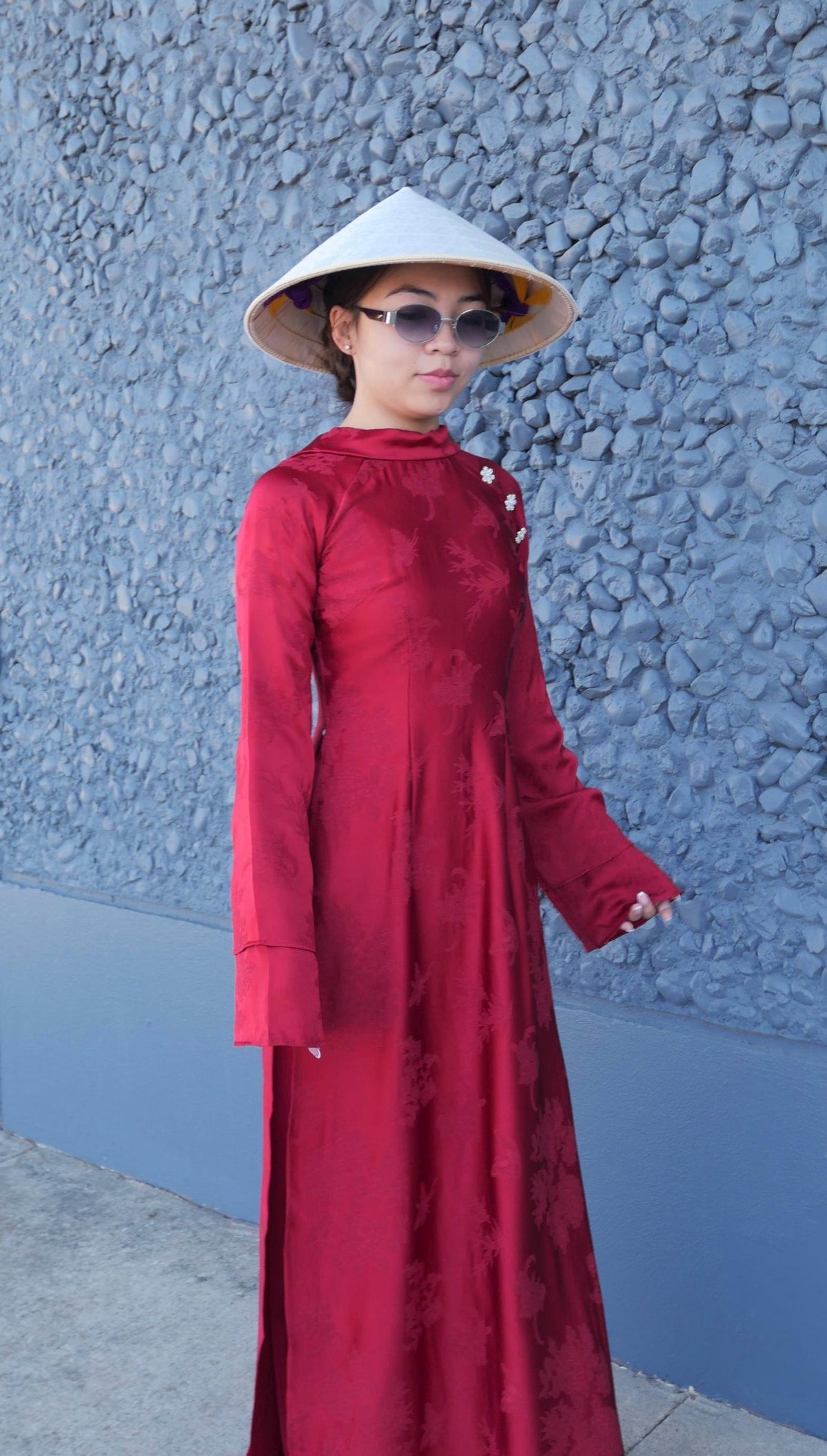 NhuY Vietnamese aodai red, pants included