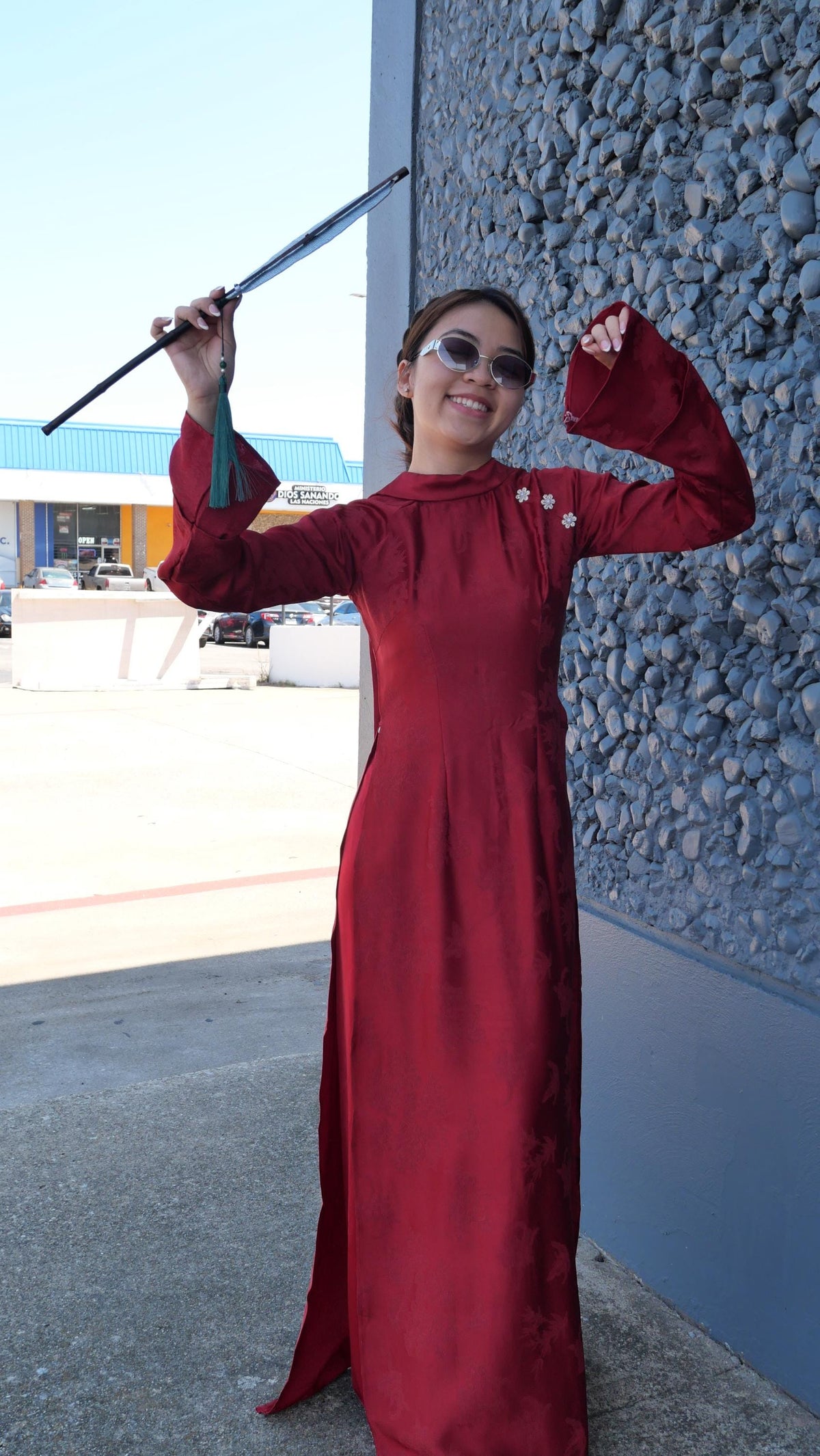 NhuY Vietnamese aodai red, pants included