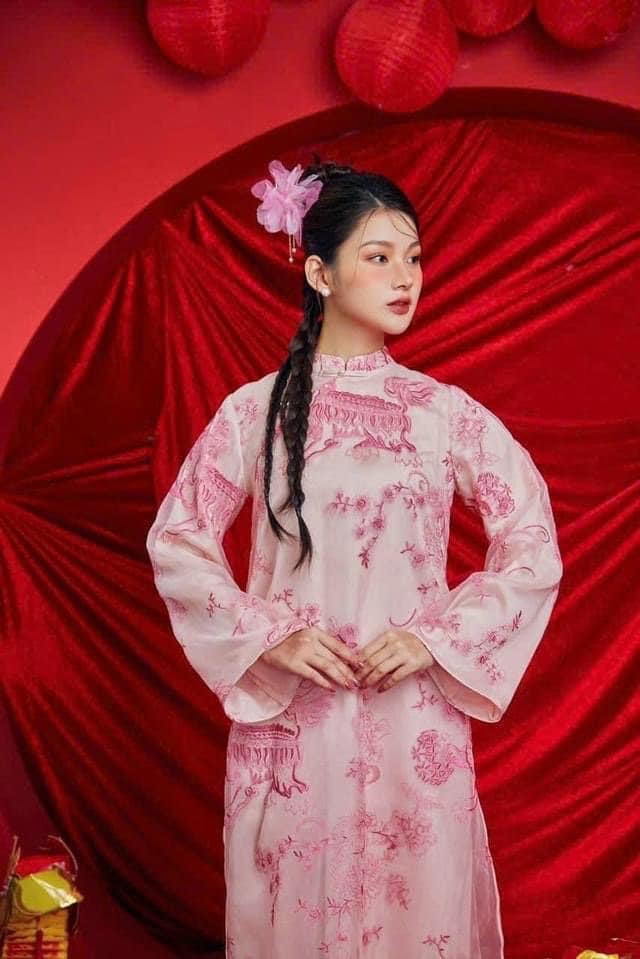 KyLan Vietnamese ao dai pink, pants included