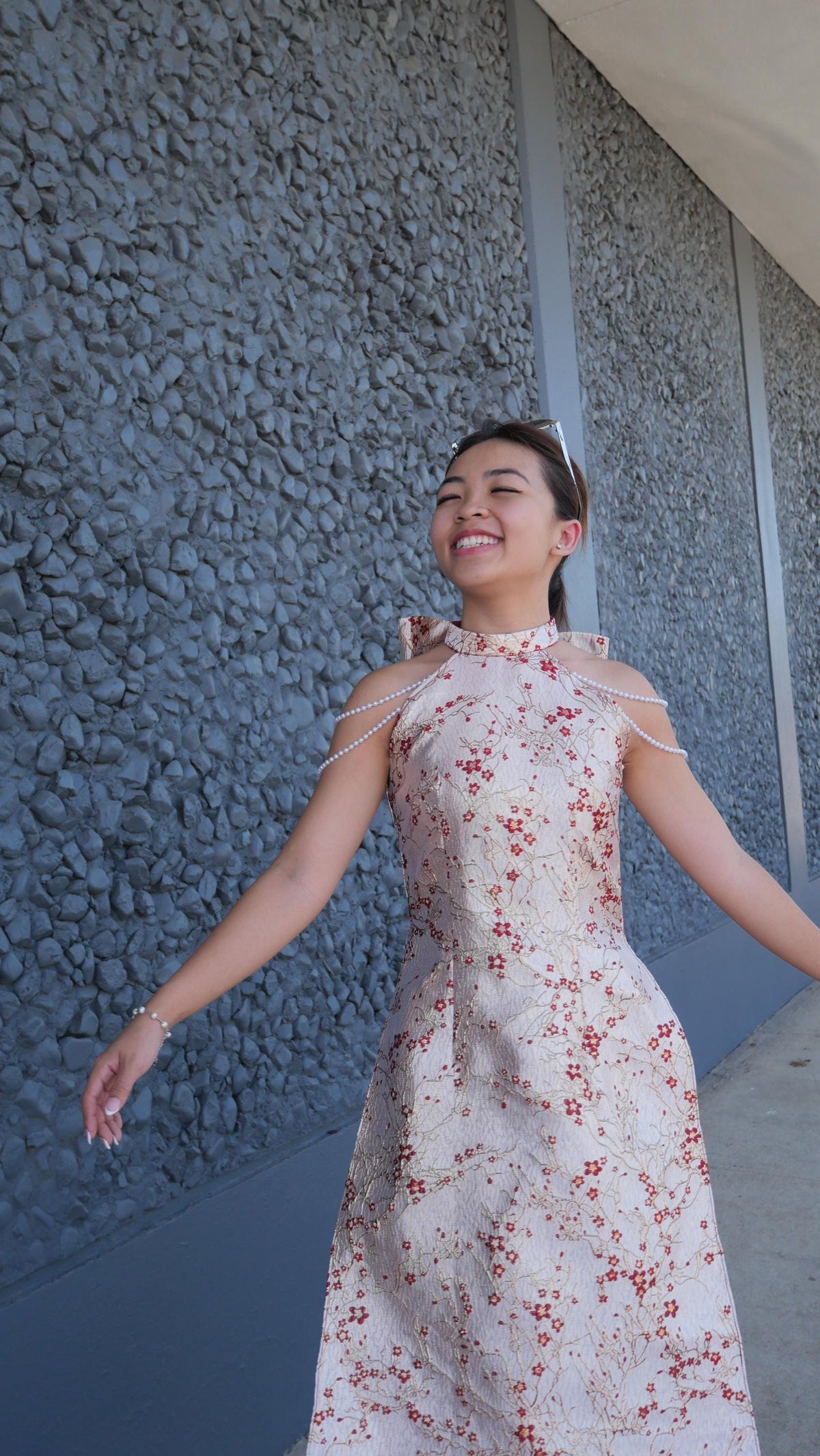 Cherry Vietnamese ao dai Yem, pants included