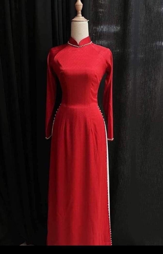 LuaVanXuoc Vietnamese ao dài red, pants included