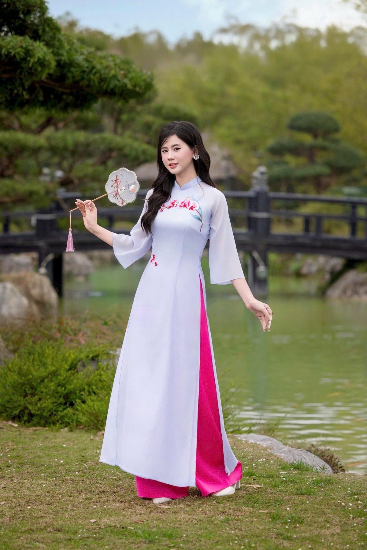DaLan Vietnamese ao dai purple, pants included