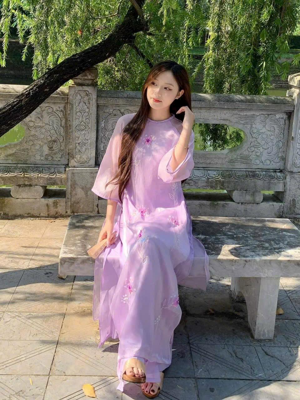 Vietnamese ao dai Bongbi aodai purple, pants included