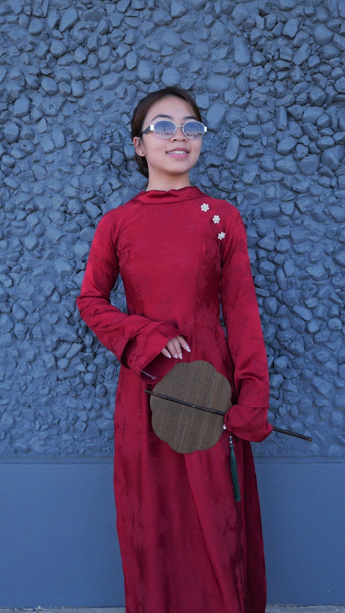 NhuY Vietnamese aodai red, pants included