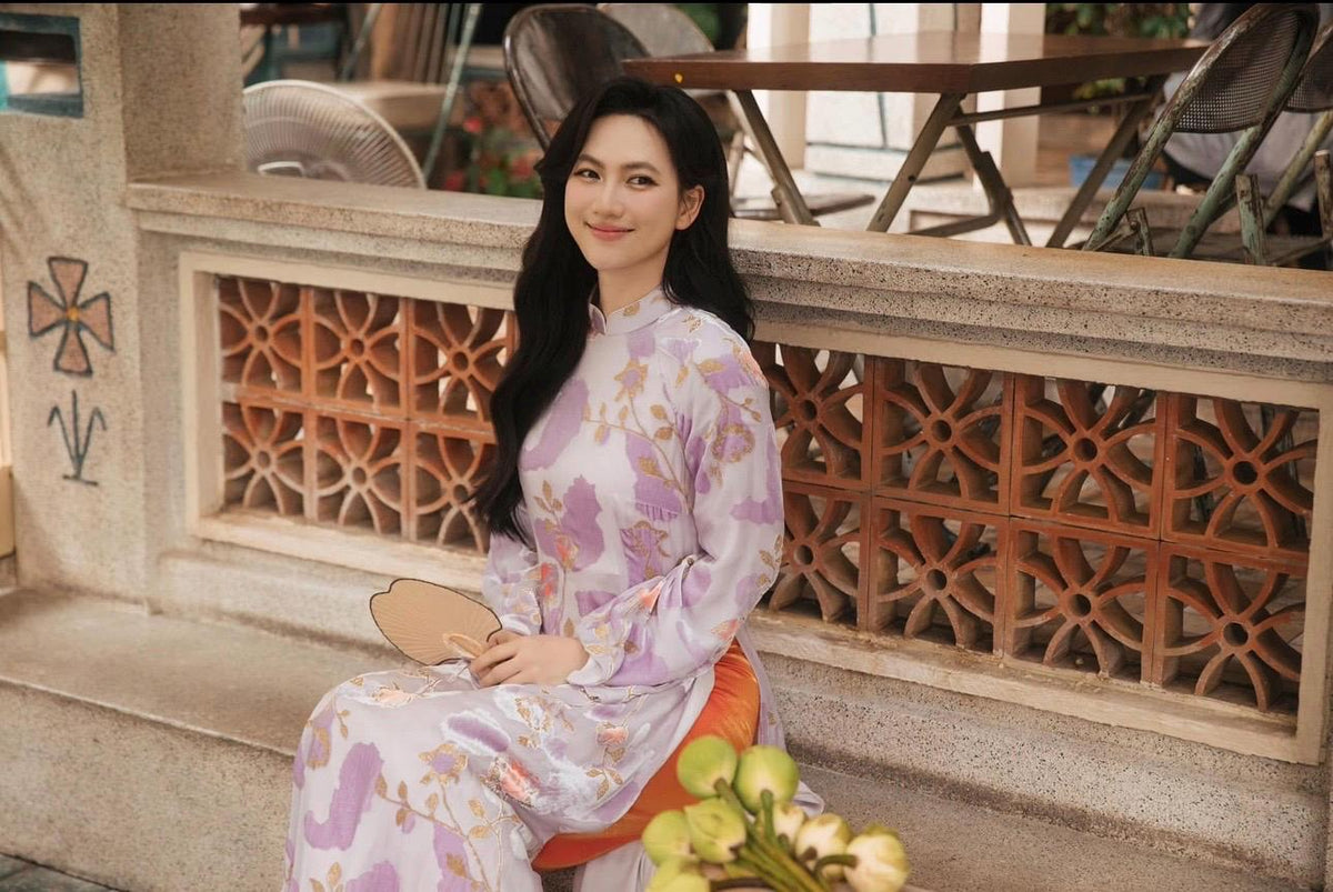 NhungY Vietnamese aodai velvet Purple, pants included