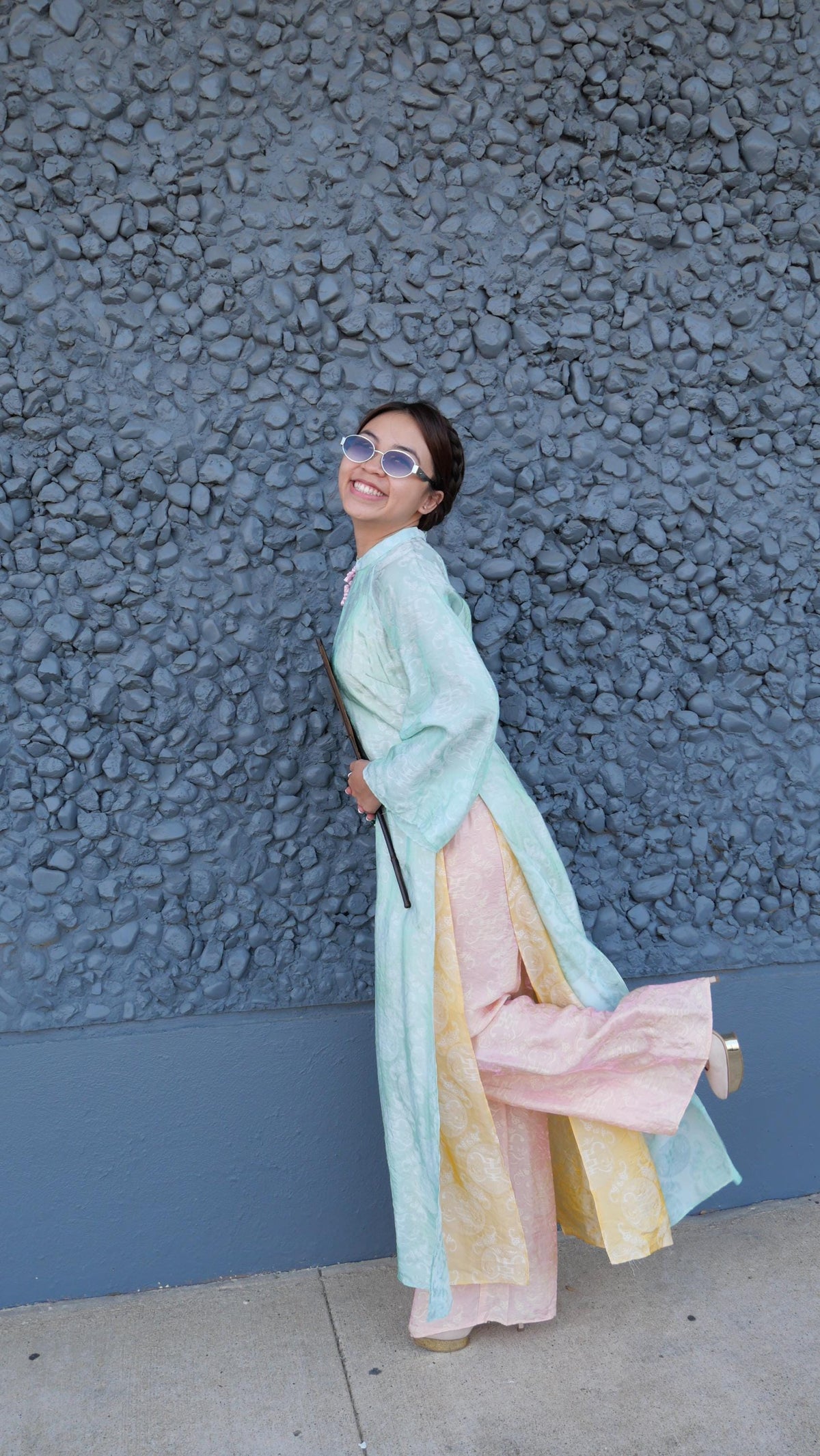 NgocThu Vietnamese aodai minty tencel silk ao dai, pants included