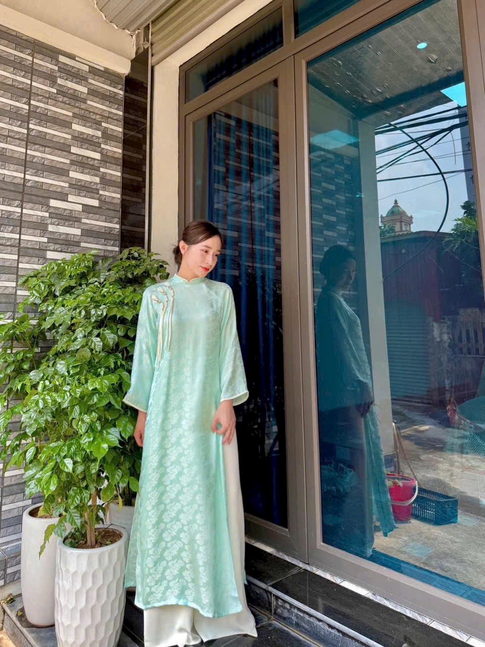 HoaBeo Vietnamese aodai pink/ purple/ mint/ teal/ peach, pants included