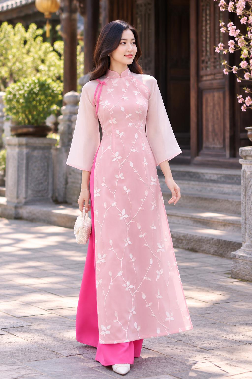 LuuLy Vietnamese aodai pink or blue, pants included