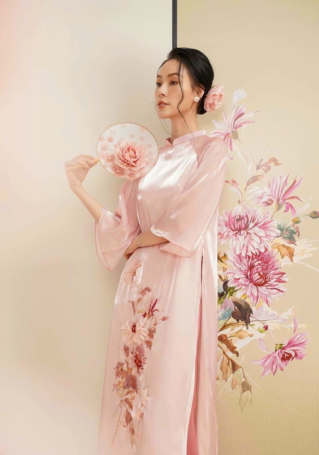 CucVien Vietnamese aodai pink, pants included