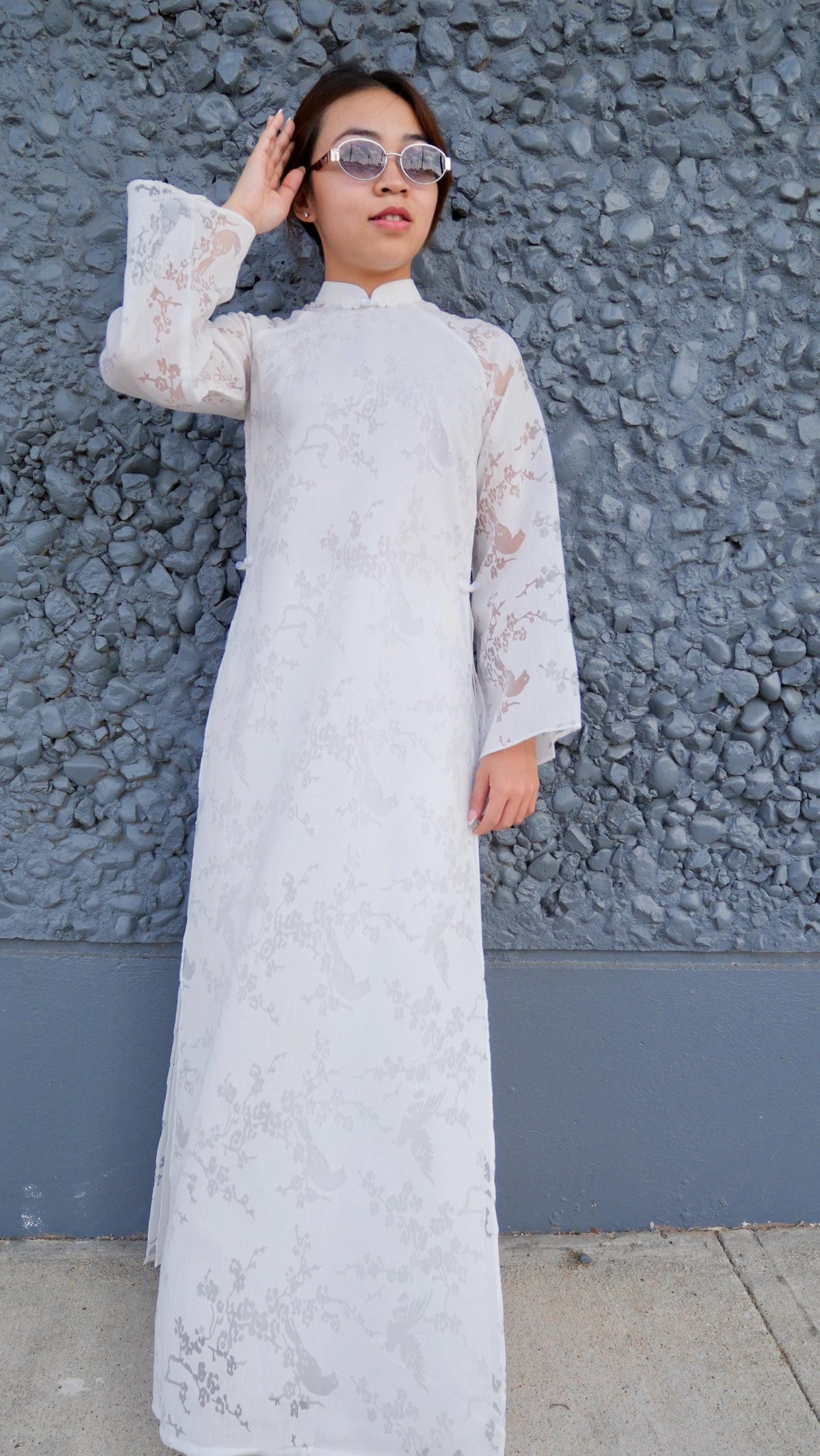 HoaMi Vietnamese aodai white, pants included