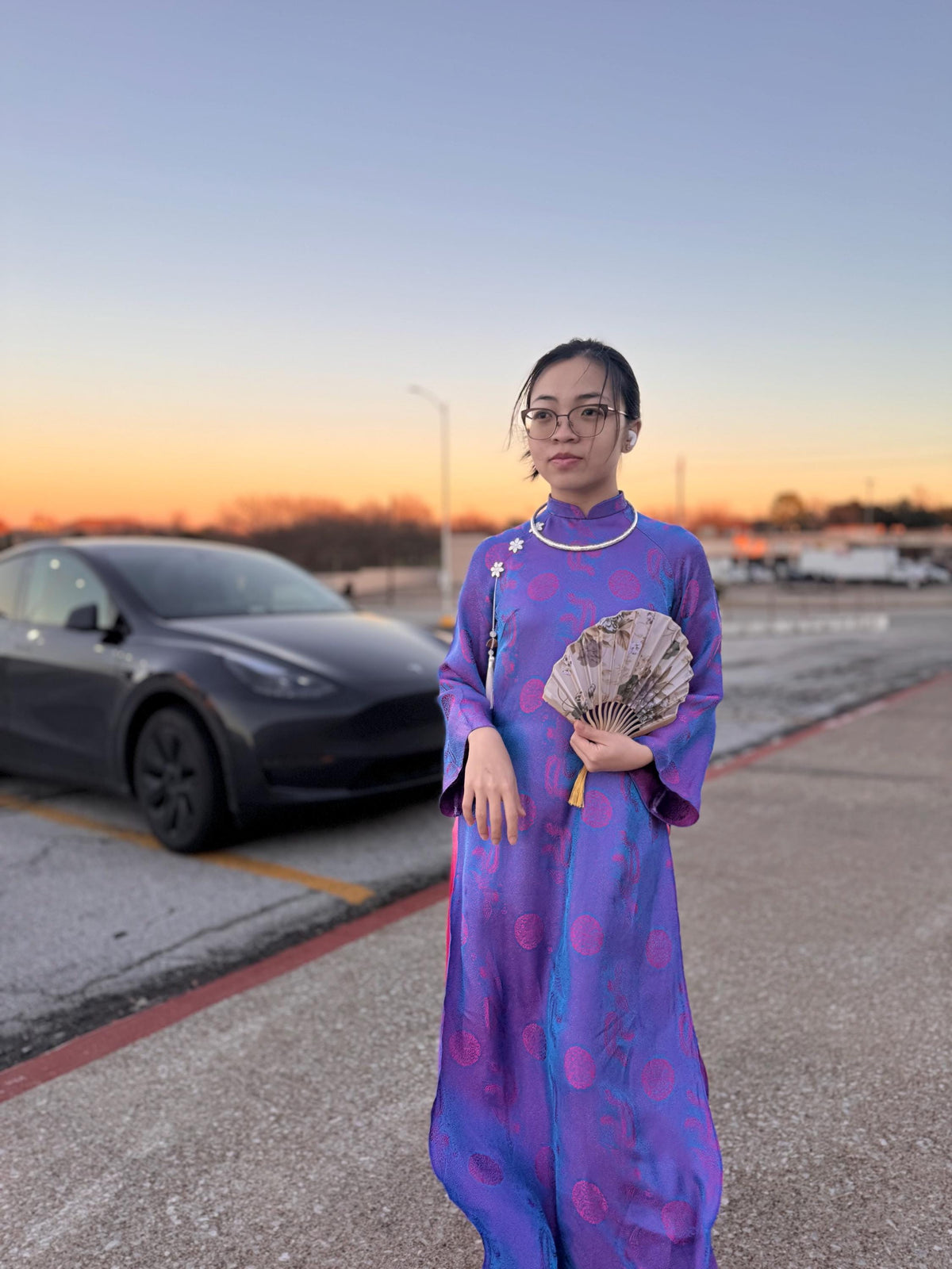 Vietnamese ao dai PhuongTam to tam aodai blue purple pink, pants included