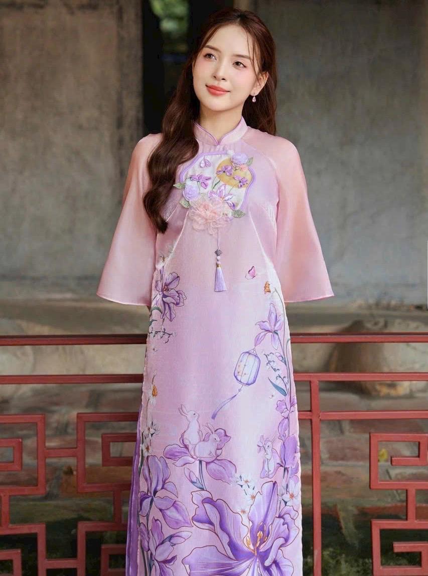 Lepy Vietnamese aodai purple, pants included