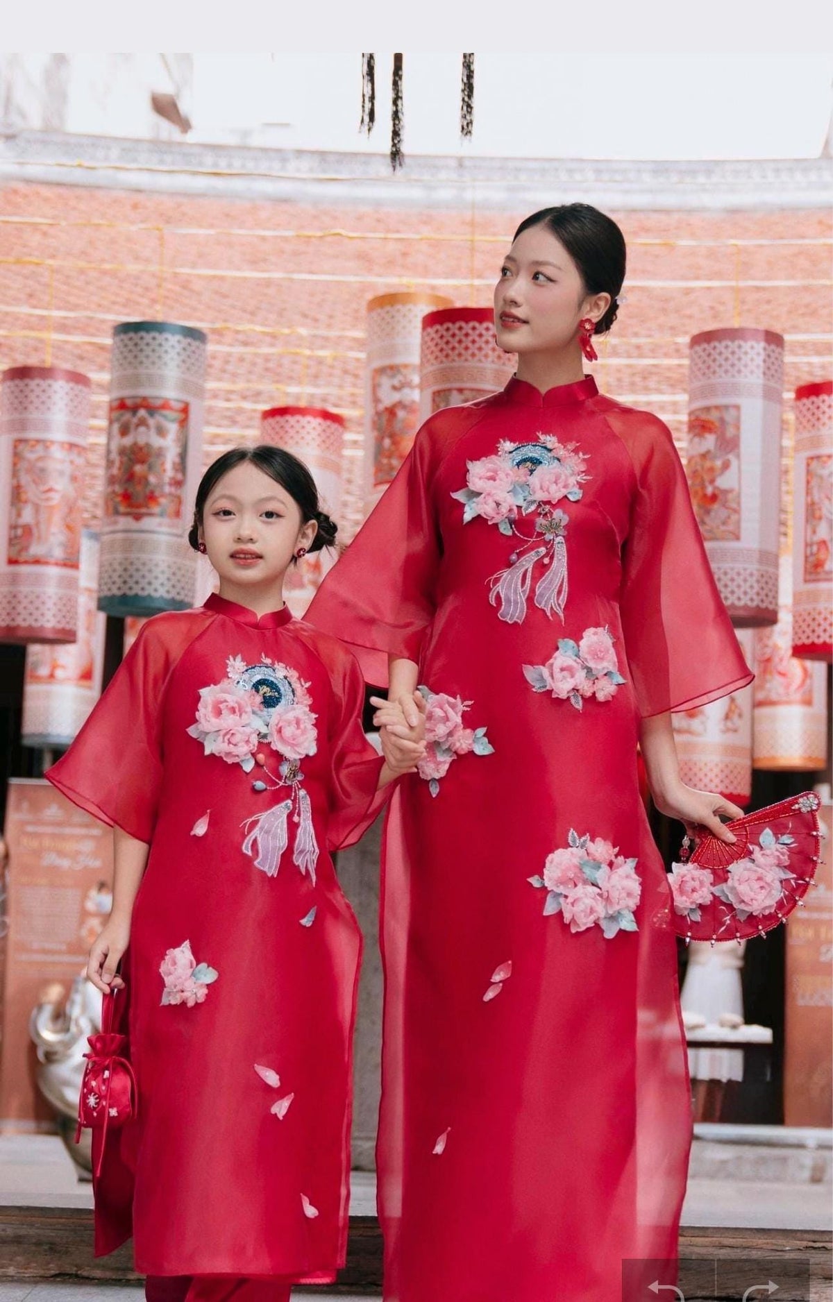 Vietnamese ao dai MT red aodai, pants included