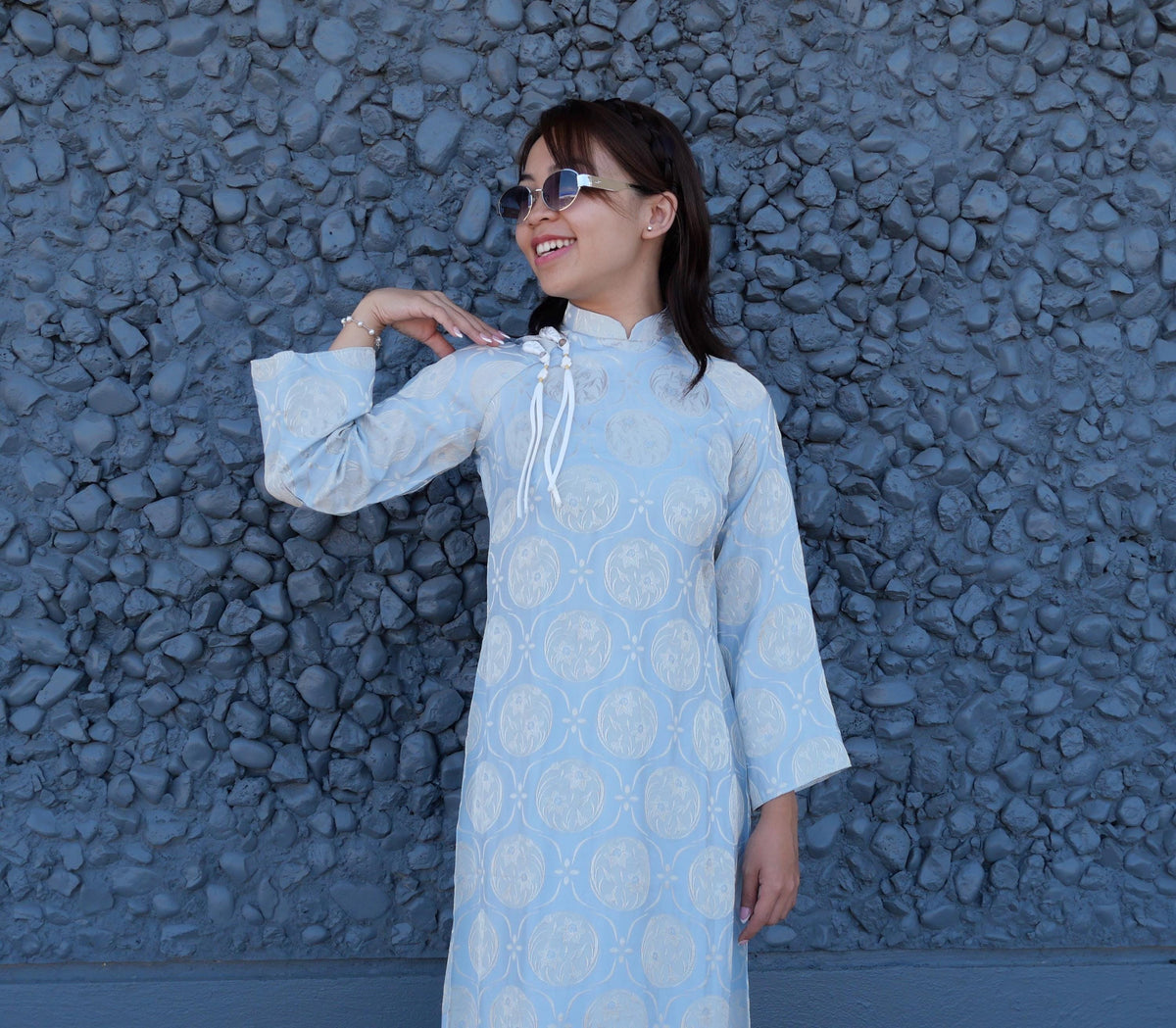 ThuyTien Vietnamese aodai light blue, pants included