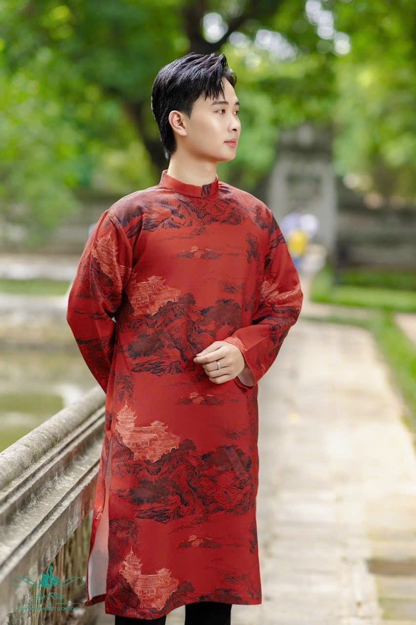 Lyleng Vietnamese aodai for men red
