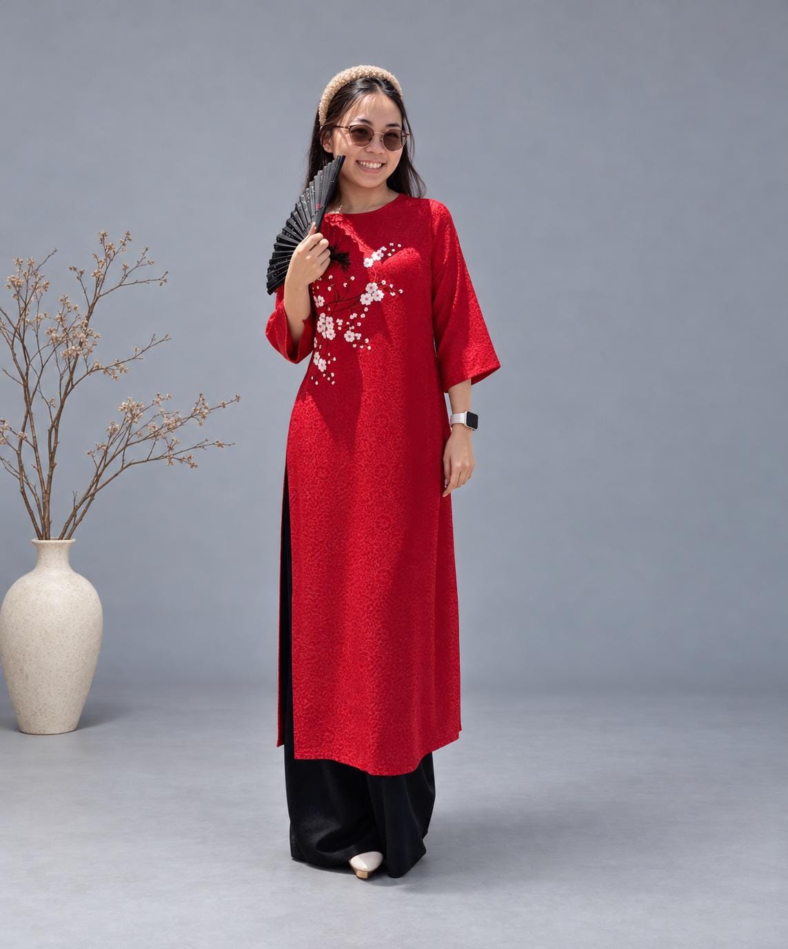 MoBa Vietnamese aodai red, pants included
