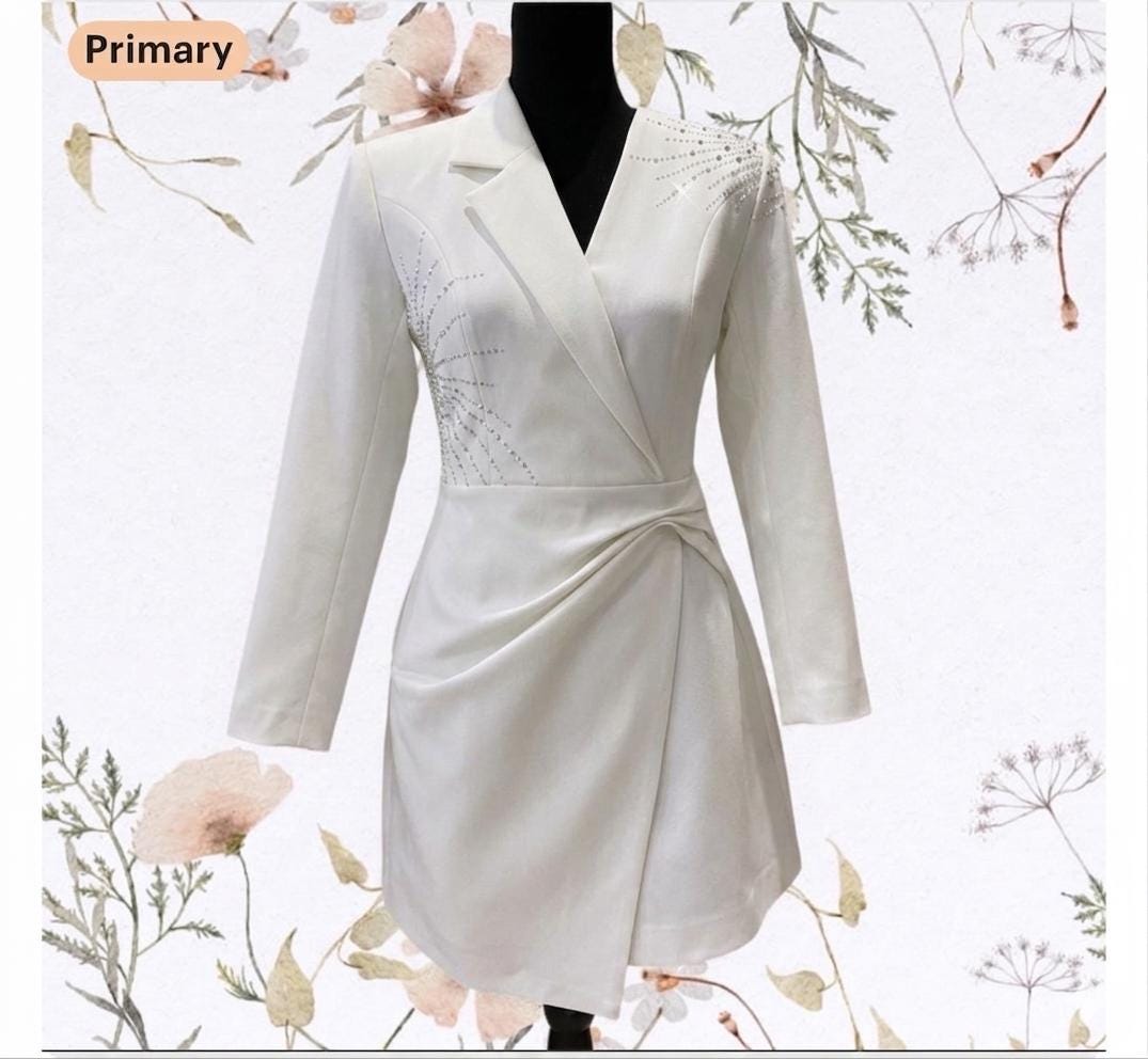 Purple/ivory blazer design dress