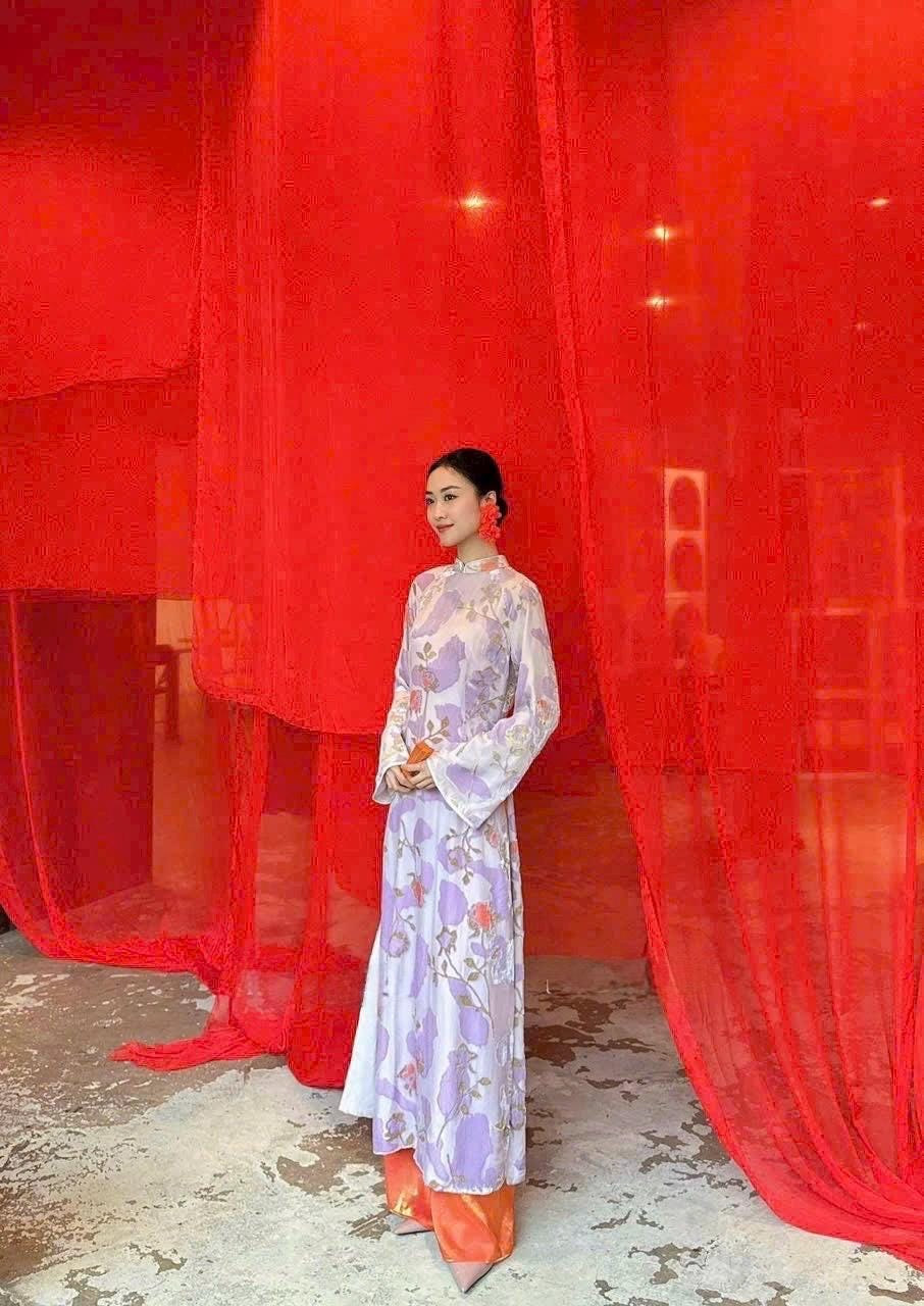 NhungY Vietnamese aodai velvet Purple, pants included