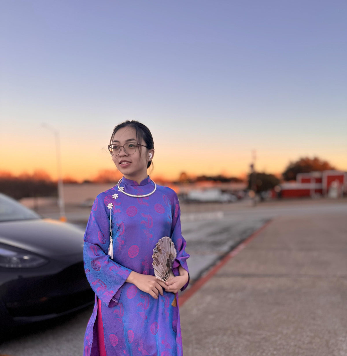 Vietnamese ao dai PhuongTam to tam aodai blue purple pink, pants included