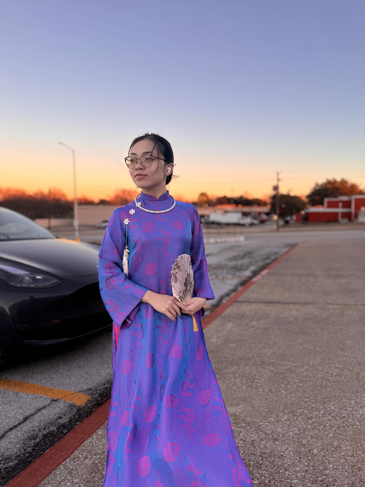 Vietnamese ao dai PhuongTam to tam aodai blue purple pink, pants included